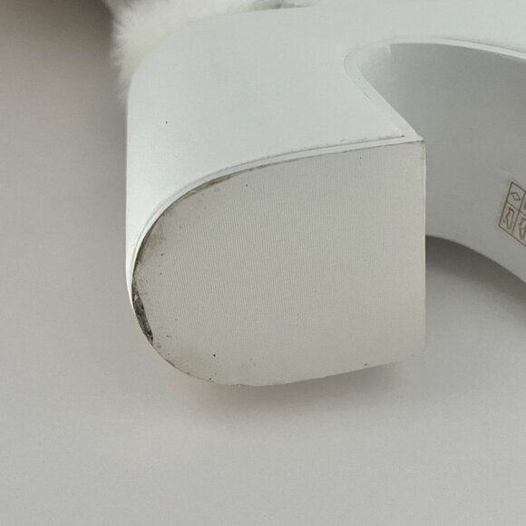 White Faux Fur Goth Platform Knee High Boots With Zippers Size 41 - Picture 11 of 16